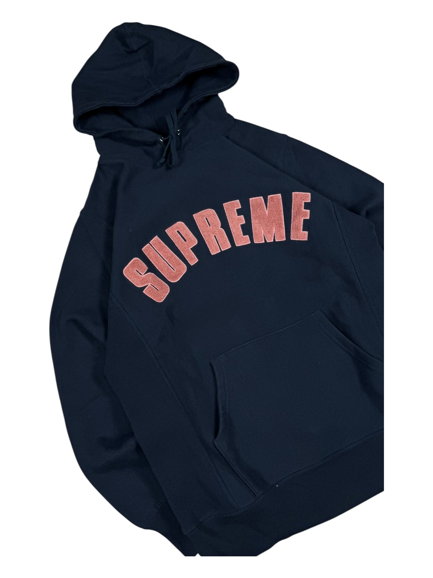 Supreme Chenille Arc Logo Navy&Red Hoodie (M)