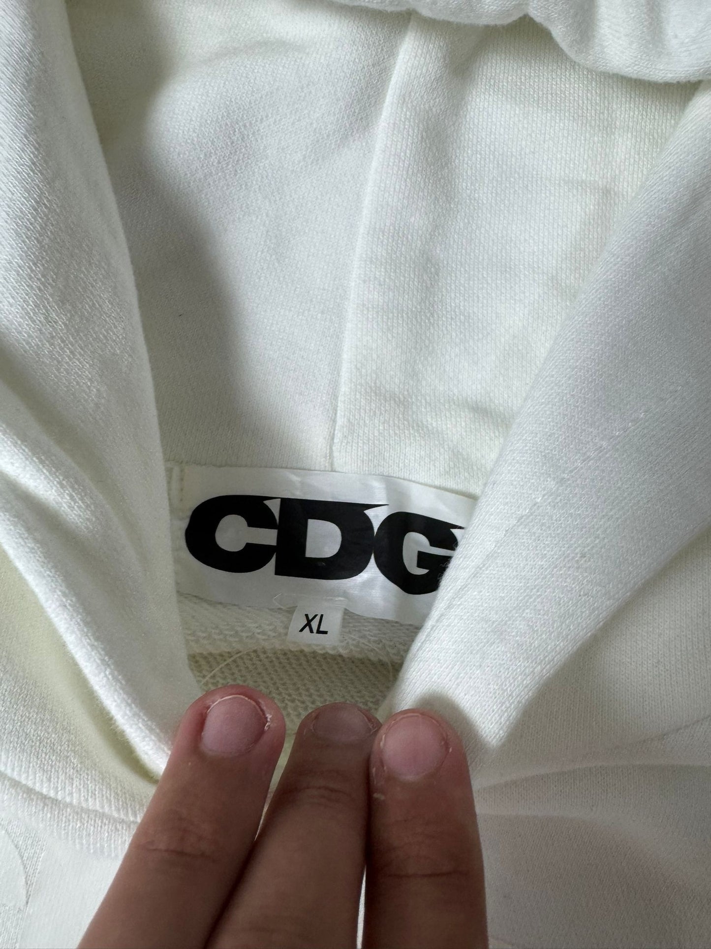 Comme Des Garçons (CDG) White Monochrome Logo Hoodie (L)