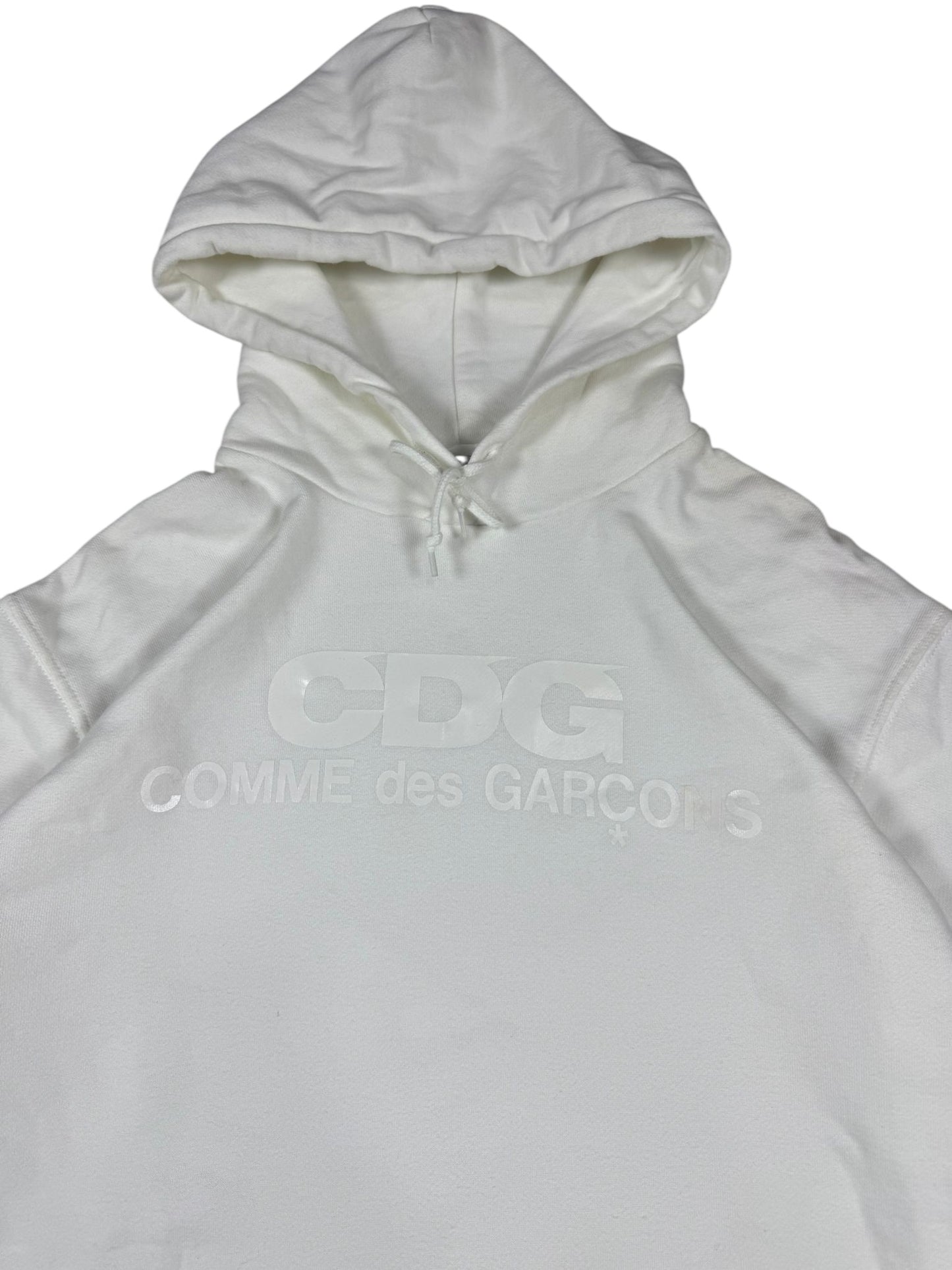 Comme Des Garçons (CDG) White Monochrome Logo Hoodie (L)