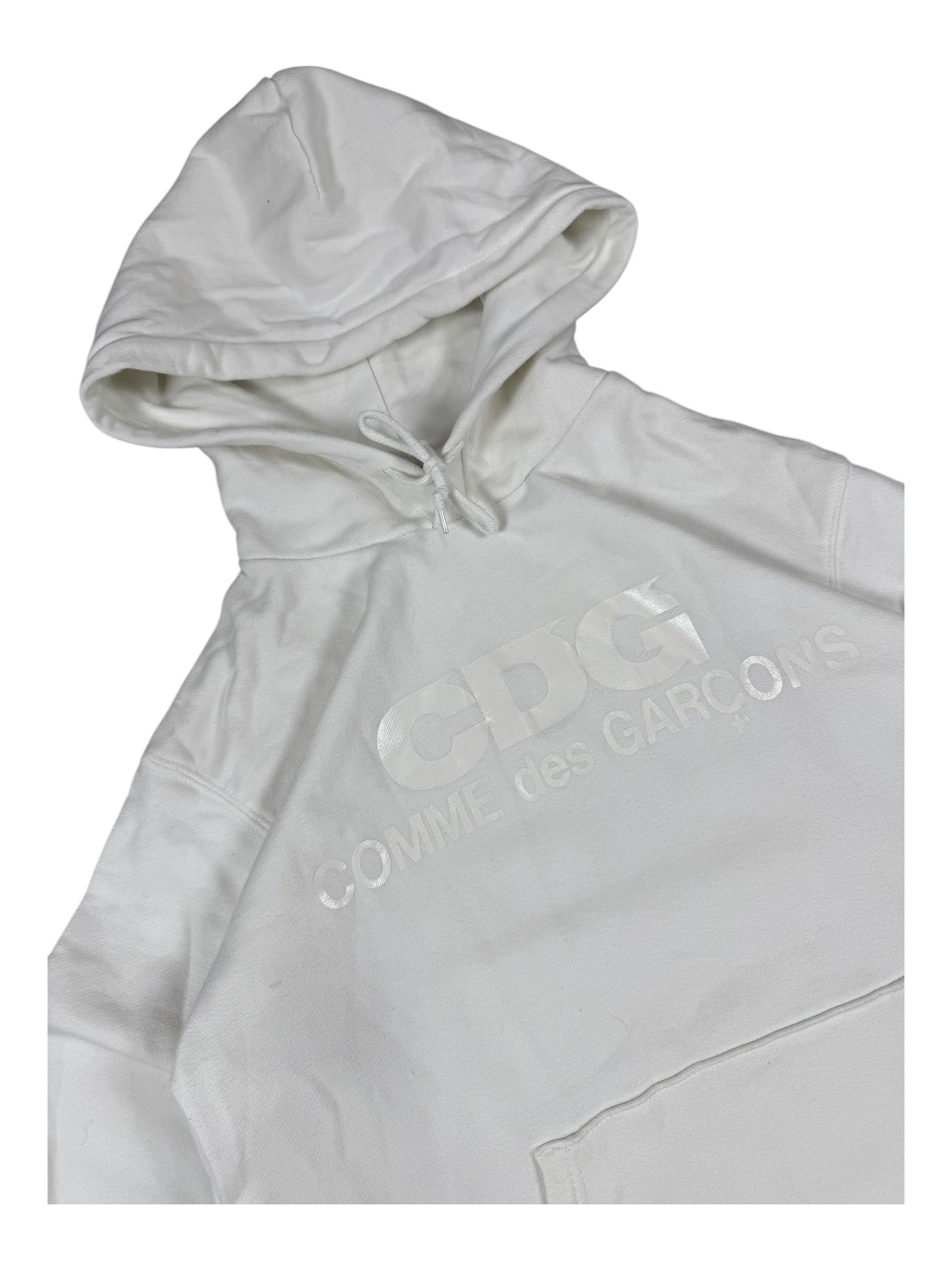Comme Des Garçons (CDG) White Monochrome Logo Hoodie (M)