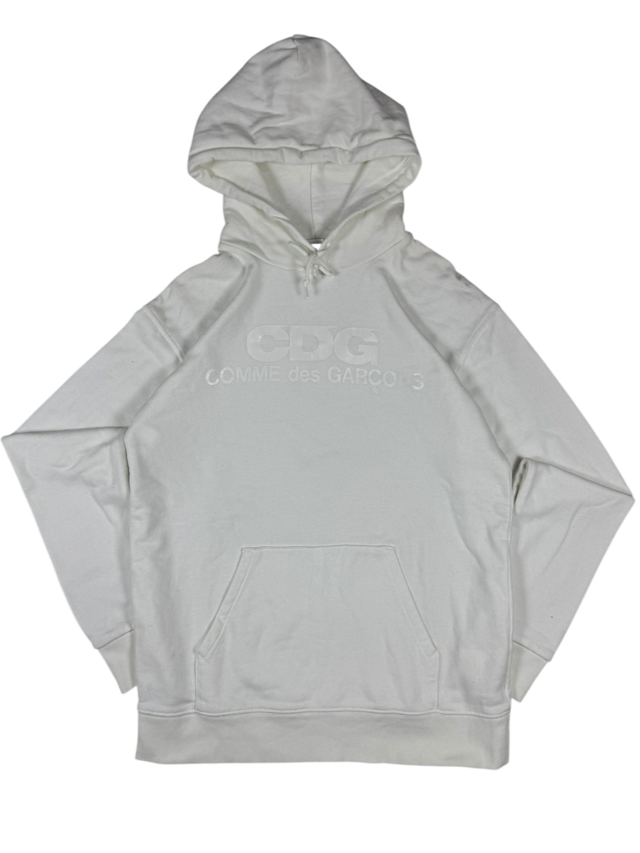 Comme Des Garçons (CDG) White Monochrome Logo Hoodie (L)