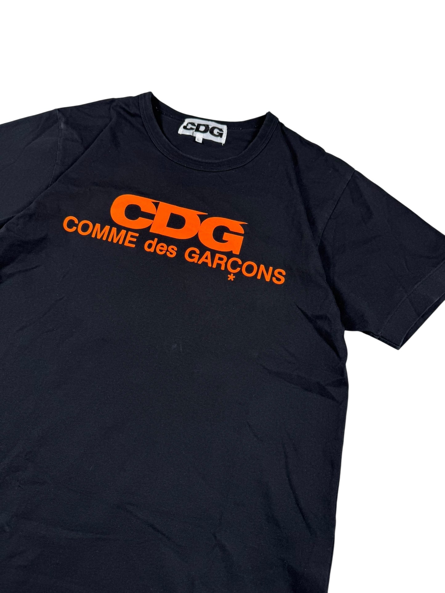 Commes Des Garçon Tee/T-Shirt Black and Orange (M)