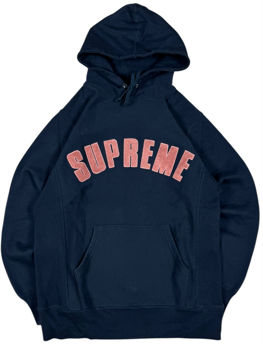 Supreme Chenille Arc Logo Navy&Red Hoodie (M)