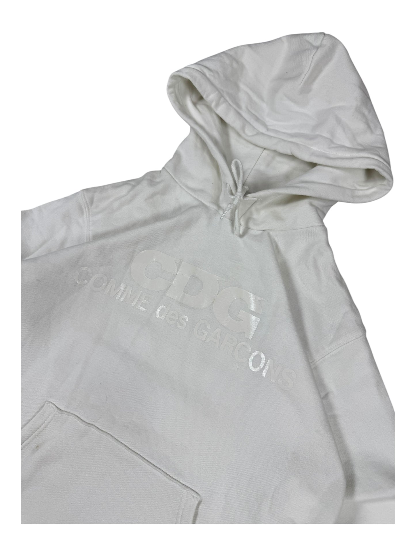 Comme Des Garçons (CDG) White Monochrome Logo Hoodie (M)
