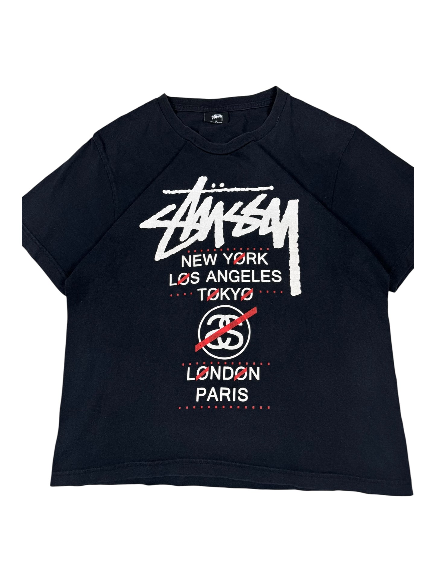 Stussy World Tour Black Tee/T-Shirt (M)