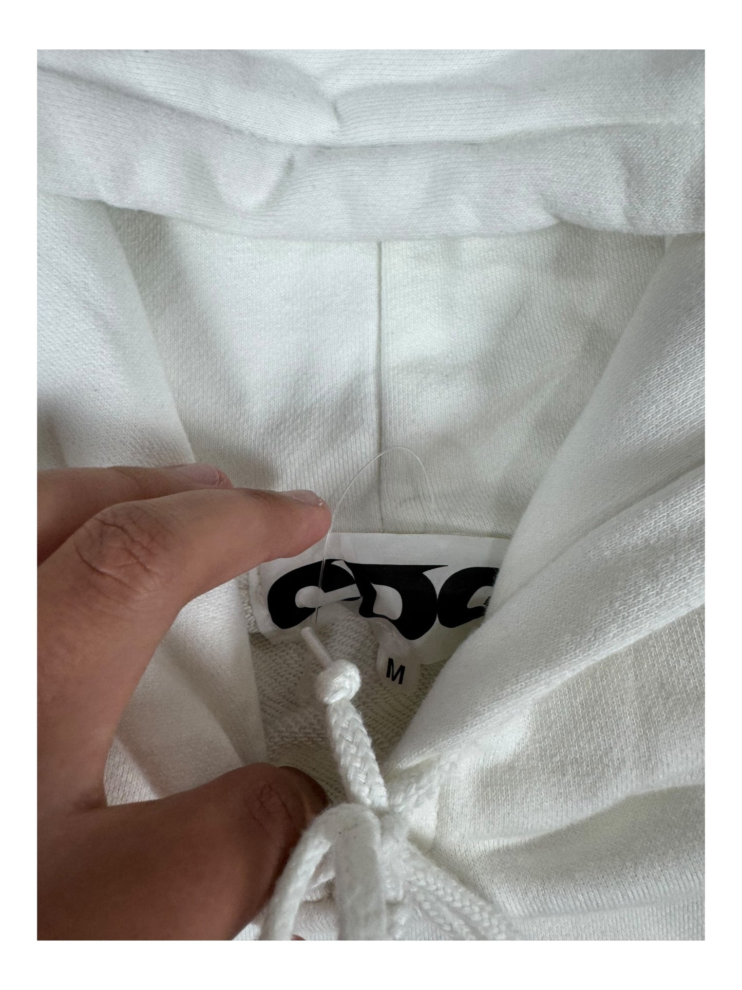 Comme Des Garçons (CDG) White Monochrome Logo Hoodie (M)