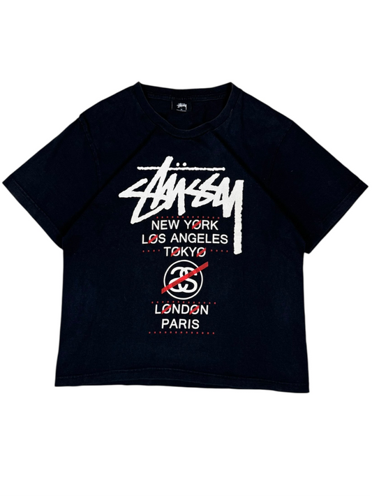 Stussy World Tour Black Tee/T-Shirt (M)