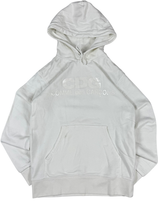 Comme Des Garçons (CDG) White Monochrome Logo Hoodie (M)
