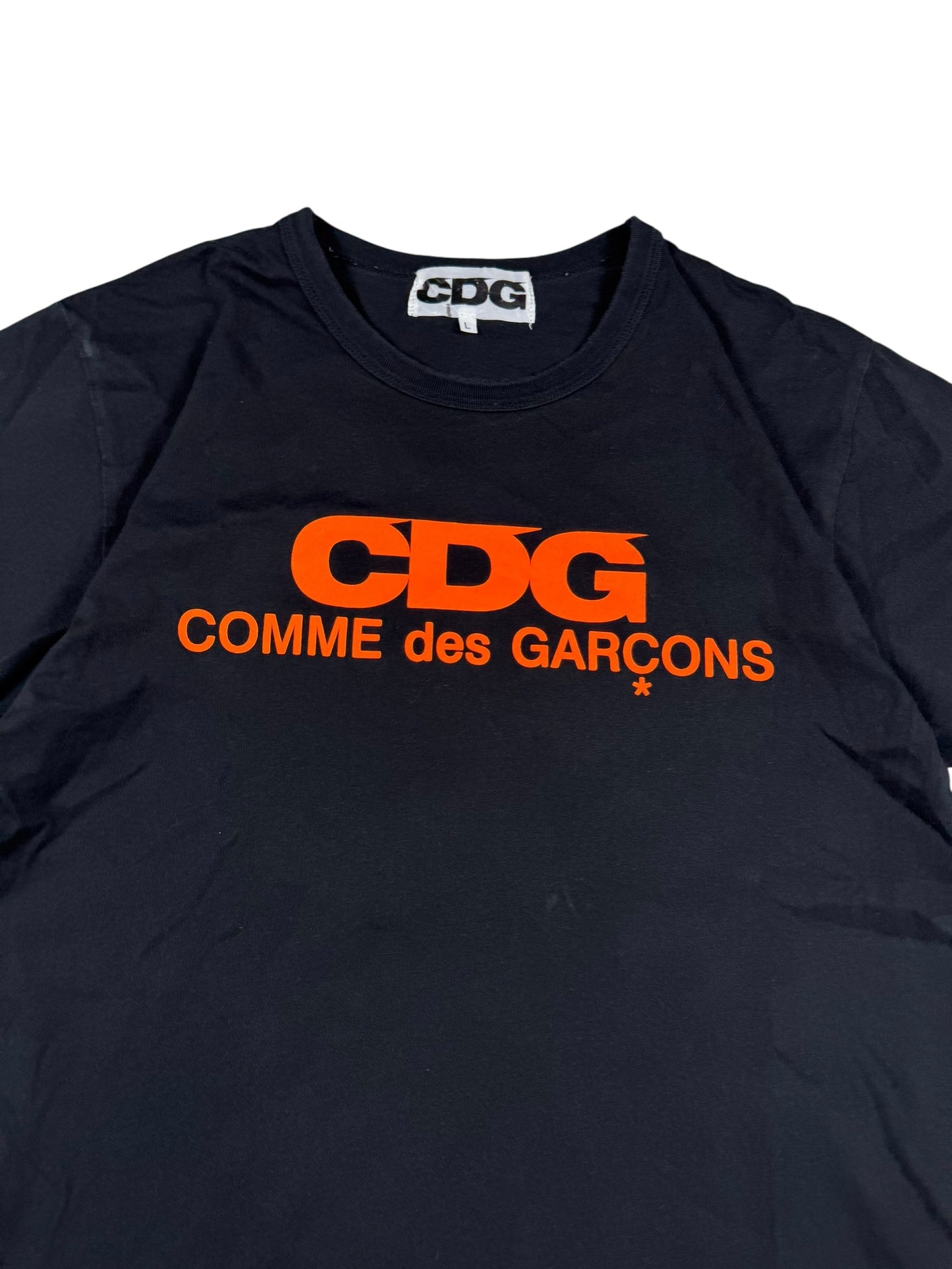 Commes Des Garçon Tee/T-Shirt Black and Orange (M)