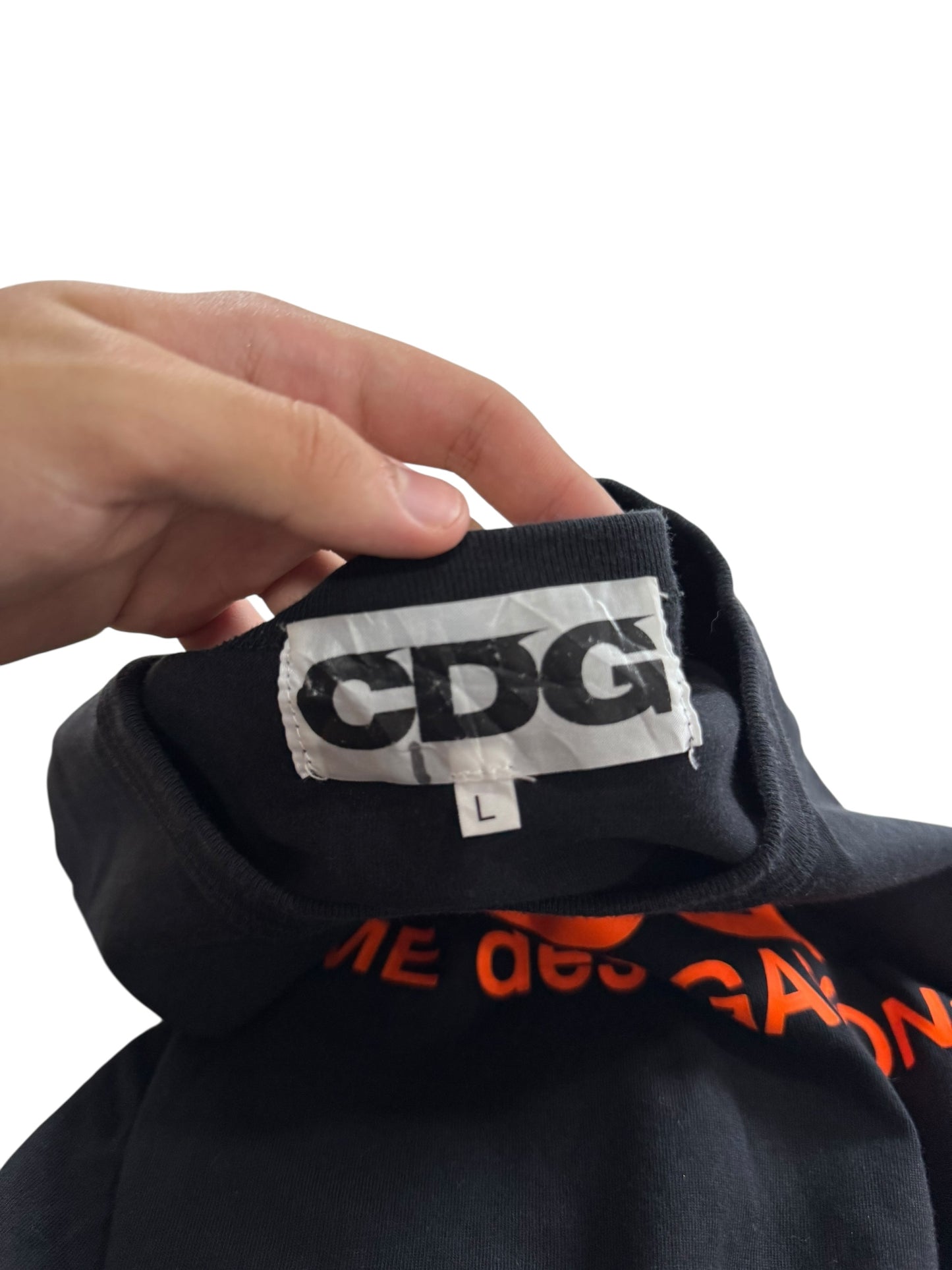 Commes Des Garçon Tee/T-Shirt Black and Orange (M)