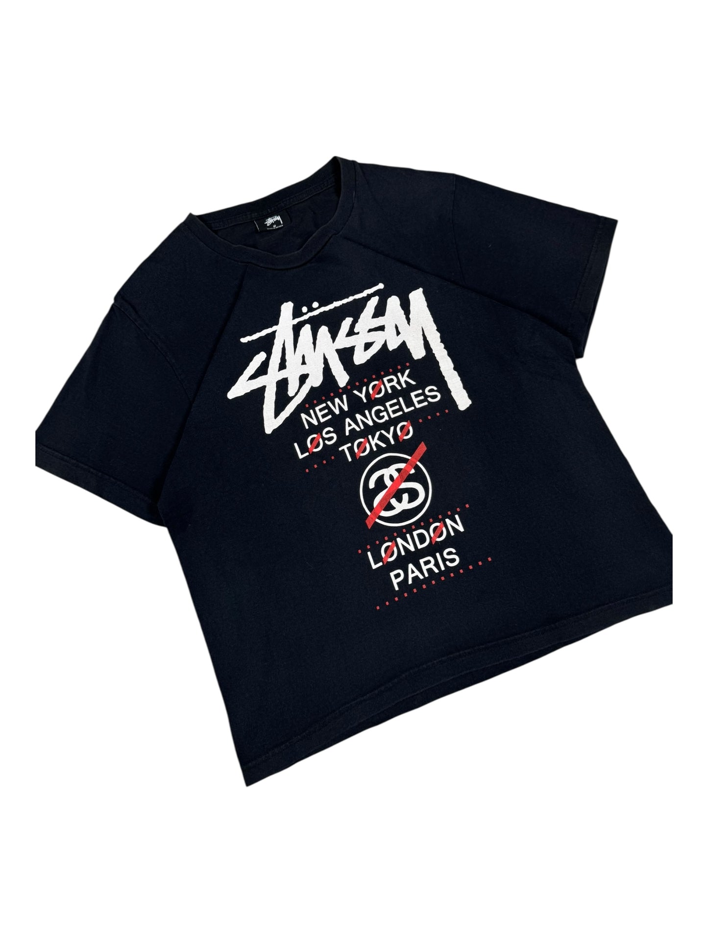 Stussy World Tour Black Tee/T-Shirt (M)
