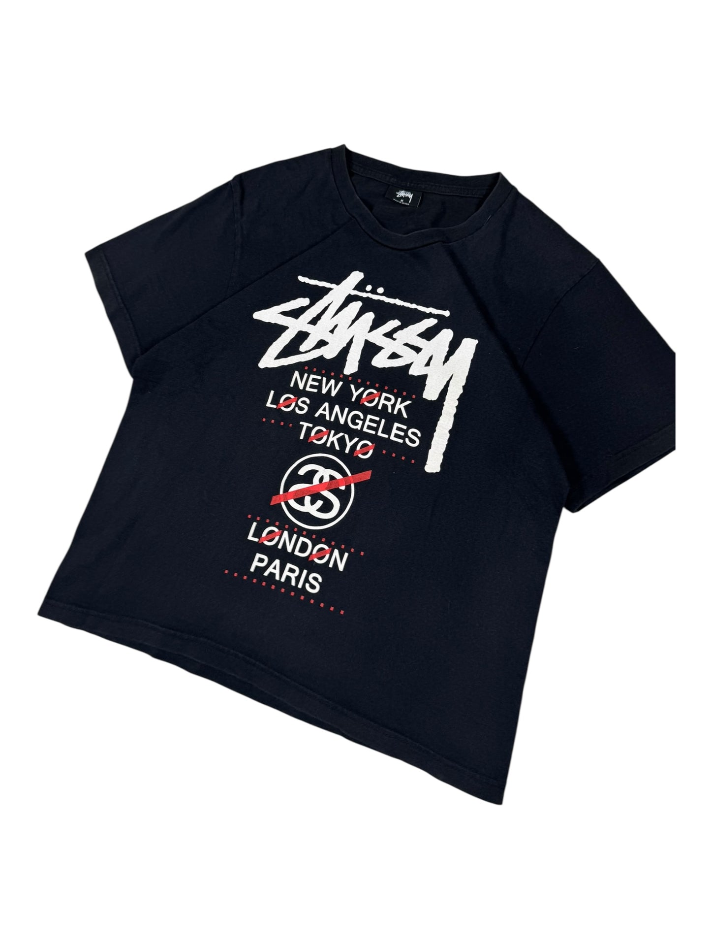 Stussy World Tour Black Tee/T-Shirt (M)